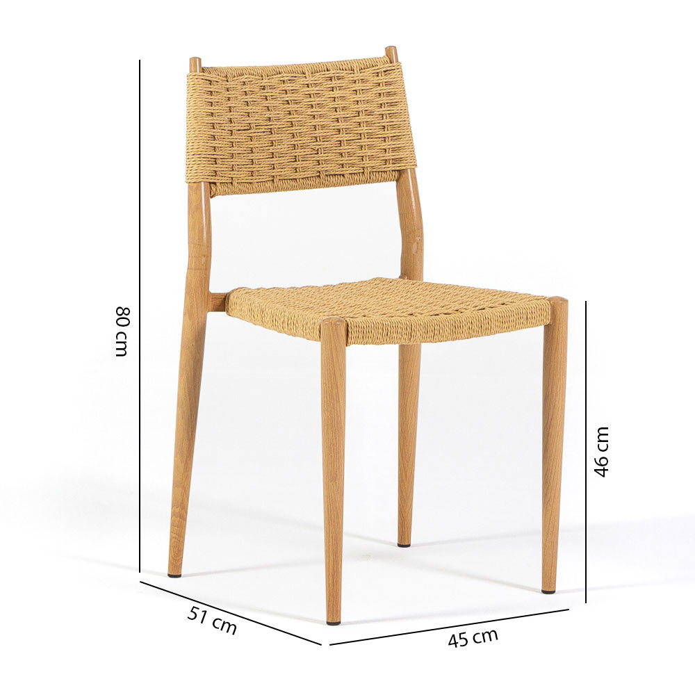 Gabriella – sedia in corda con struttura effetto legno