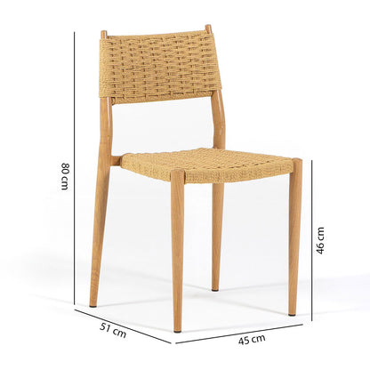 Gabriella – sedia in corda con struttura effetto legno