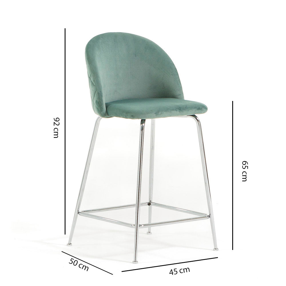 Sara XL – sgabello da cucina in velluto e gambe metallo