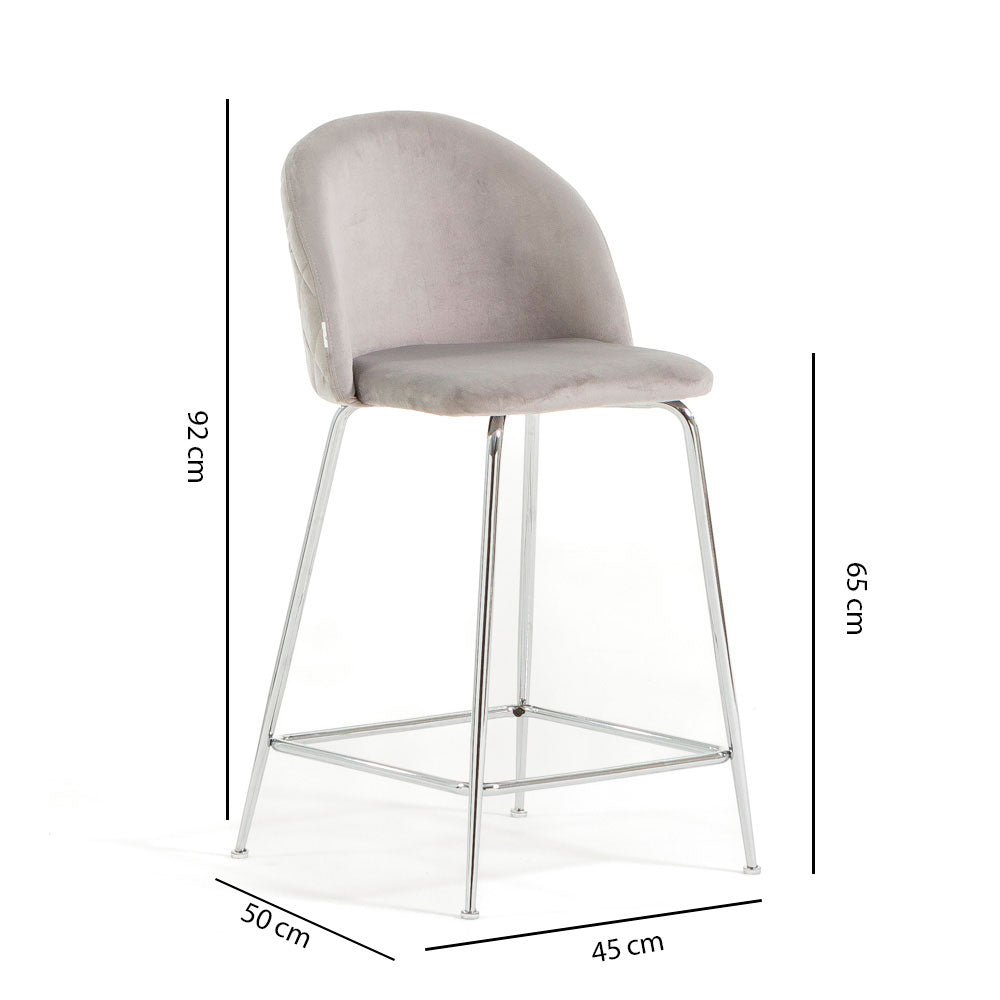 Sara XL – sgabello da cucina in velluto e gambe metallo