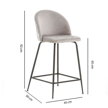 Sara XL – sgabello da cucina in velluto e gambe metallo