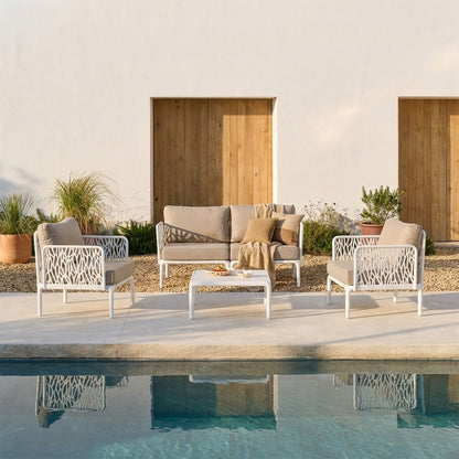 Hoya – set da giardino di design con divano, poltrone e tavolino