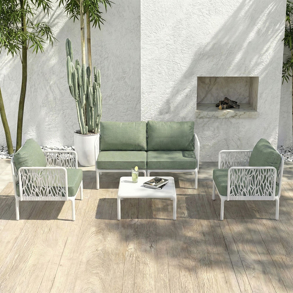 Hoya – set da giardino di design con divano, poltrone e tavolino