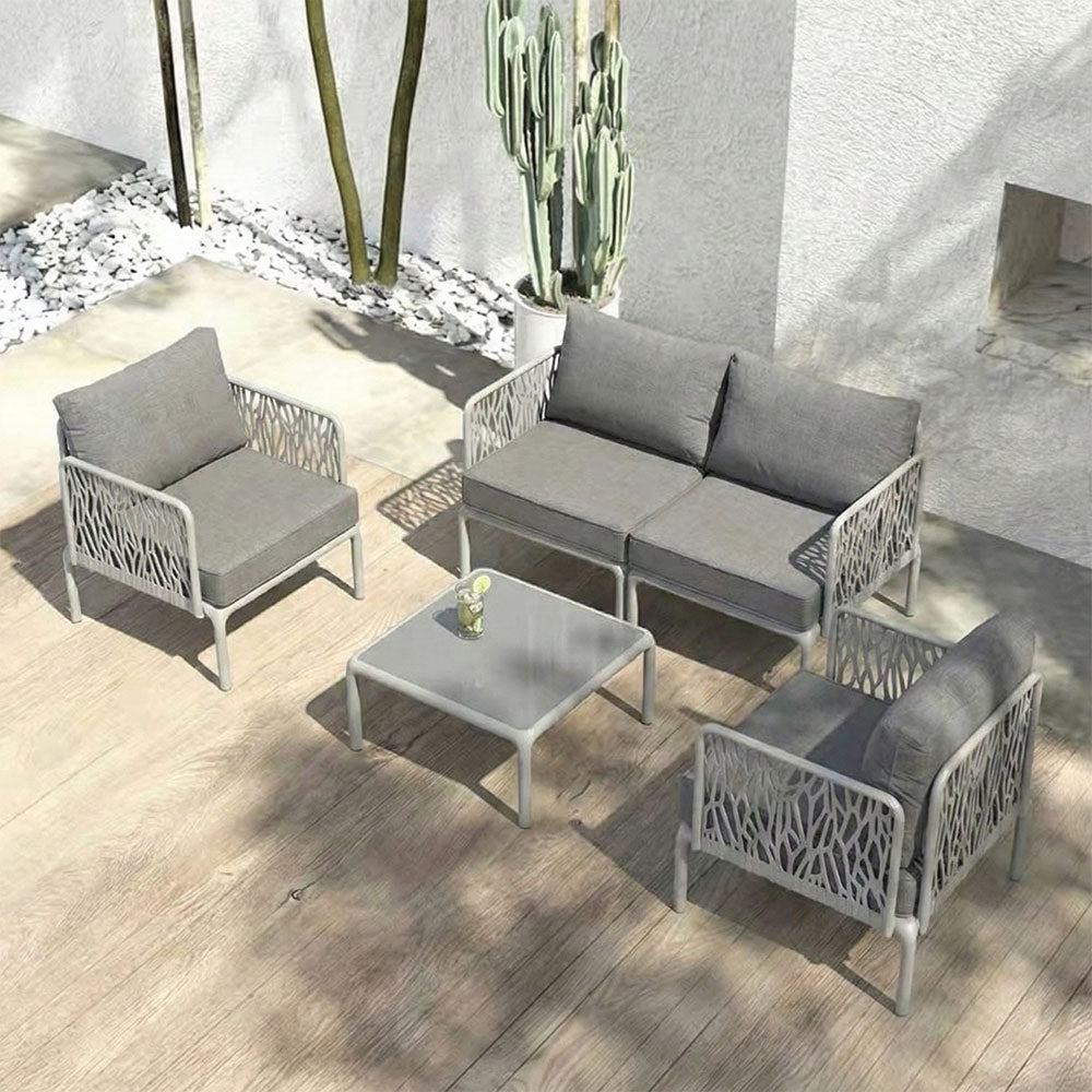 Hoya – set da giardino di design con divano, poltrone e tavolino