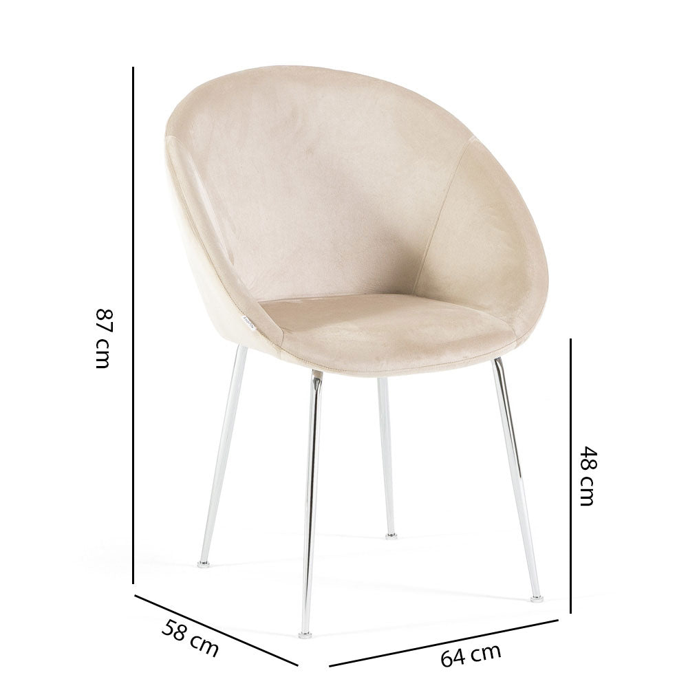 Iris – sedia in velluto o bouclé con gambe in metallo