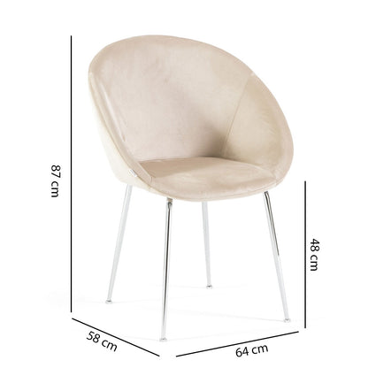 Iris – sedia in velluto o bouclé con gambe in metallo