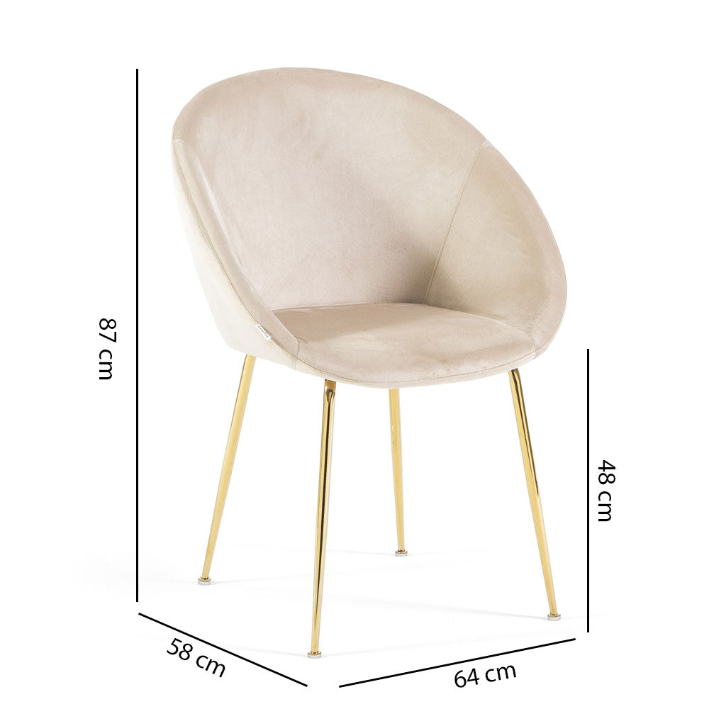 Iris – sedia in velluto o bouclé con gambe in metallo