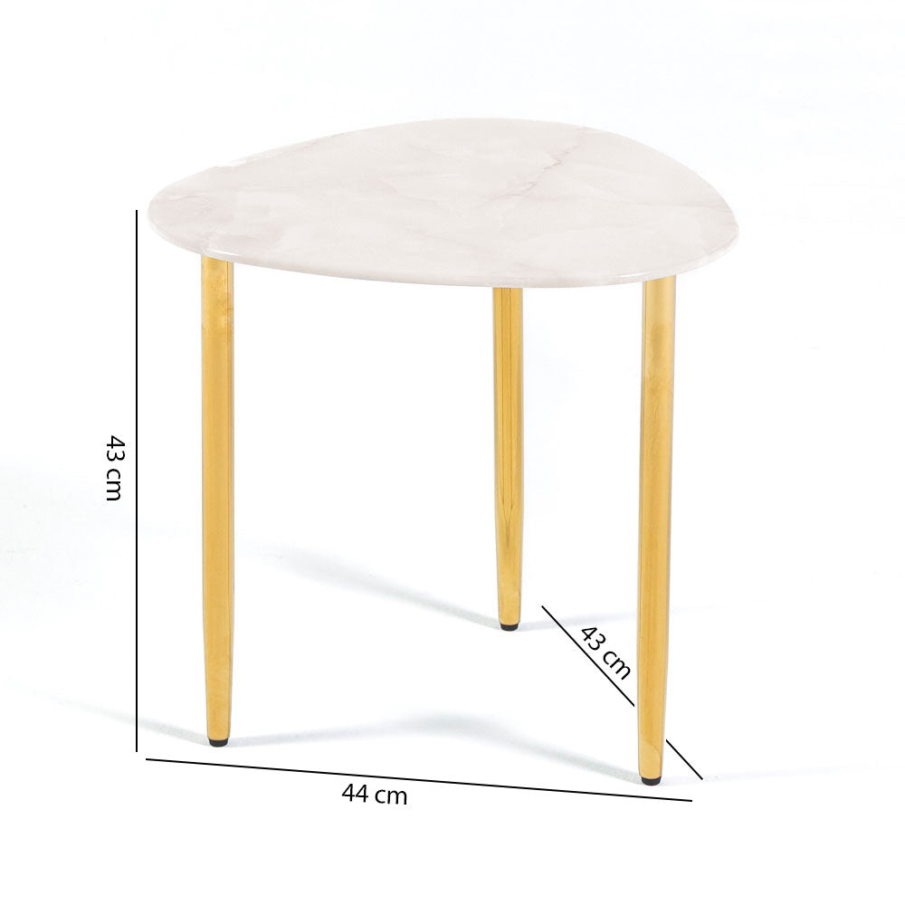 Kairo – tavolino da salotto con piano triangolare effetto marmo