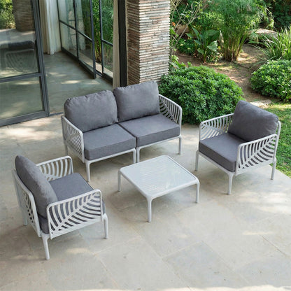 Kenzia – set da giardino di design divano, poltrone, tavolino