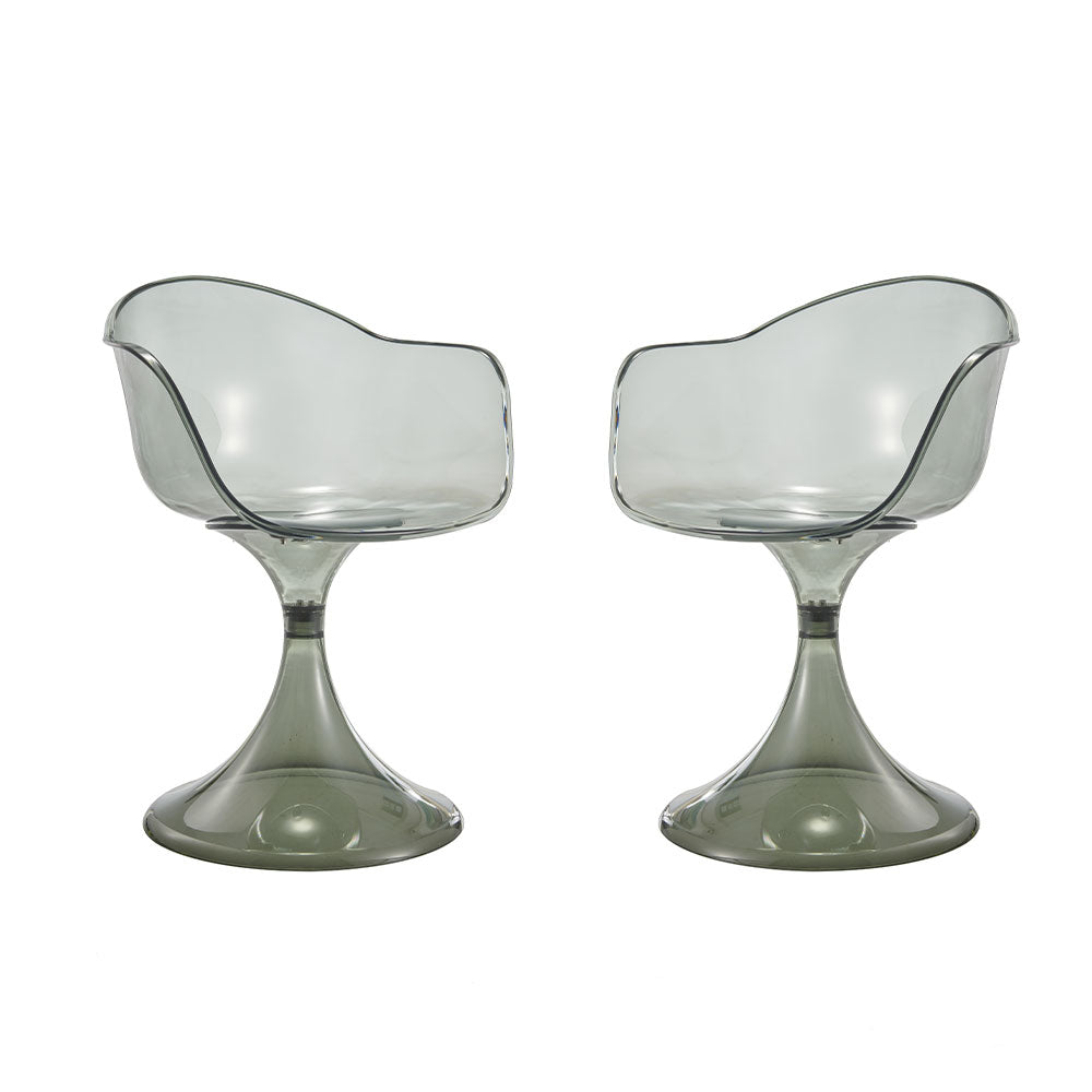 Kiara – sedia in policarbonato con gambe a tulip, colore verde fumè