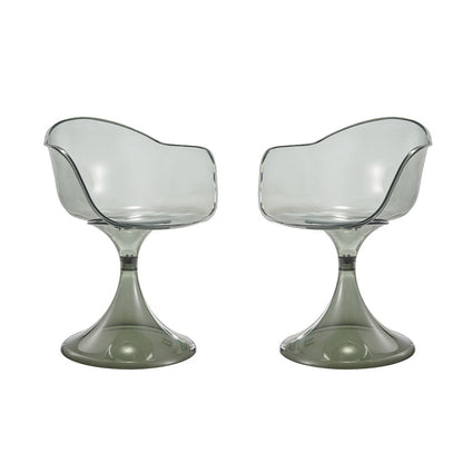 Kiara – sedia in policarbonato con gambe a tulip, colore verde fumè