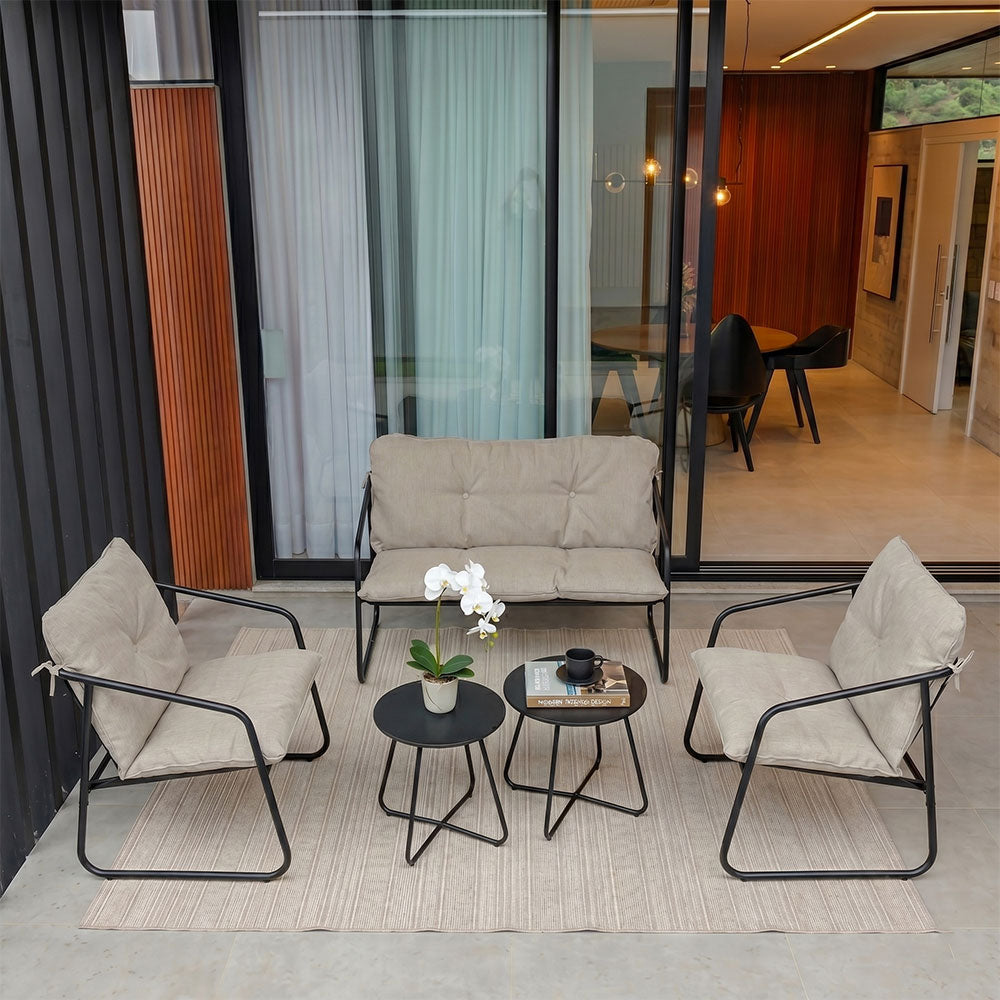 Linosa – set lounge da giardino in acciaio e tessuto