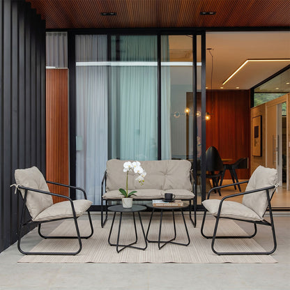 Linosa – set lounge da giardino in acciaio e tessuto