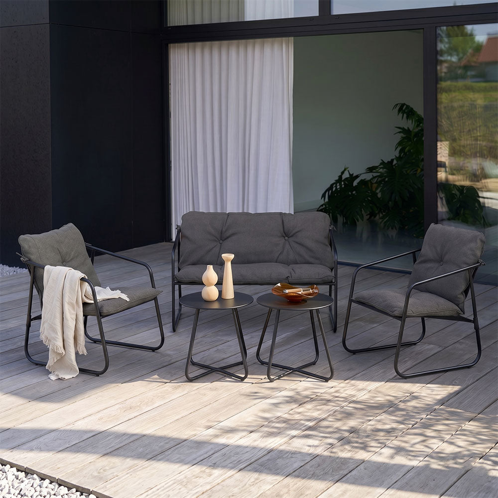 Linosa – set lounge da giardino in acciaio e tessuto