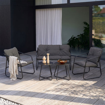 Linosa – set lounge da giardino in acciaio e tessuto