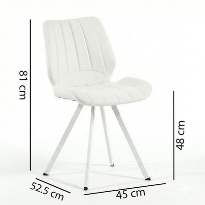Luana – sedia in ecopelle con cuciture verticali e gambe in metallo