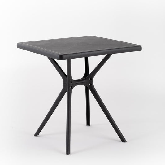 Lucas – tavolo in polipropilene con gambe incrociate, colore antracite, dimensione 80x80 cm