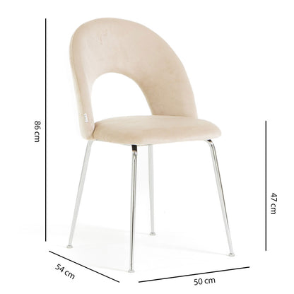 Margot – sedia in velluto con schienale curvo e gambe in metallo
