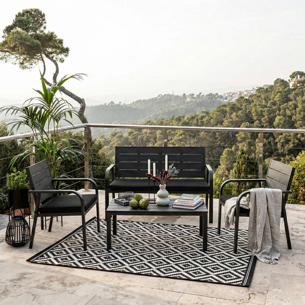 Matera – set da giardino in metallo e polietilene effetto legno