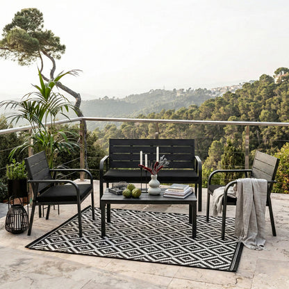 Matera – set da giardino in metallo e polietilene effetto legno