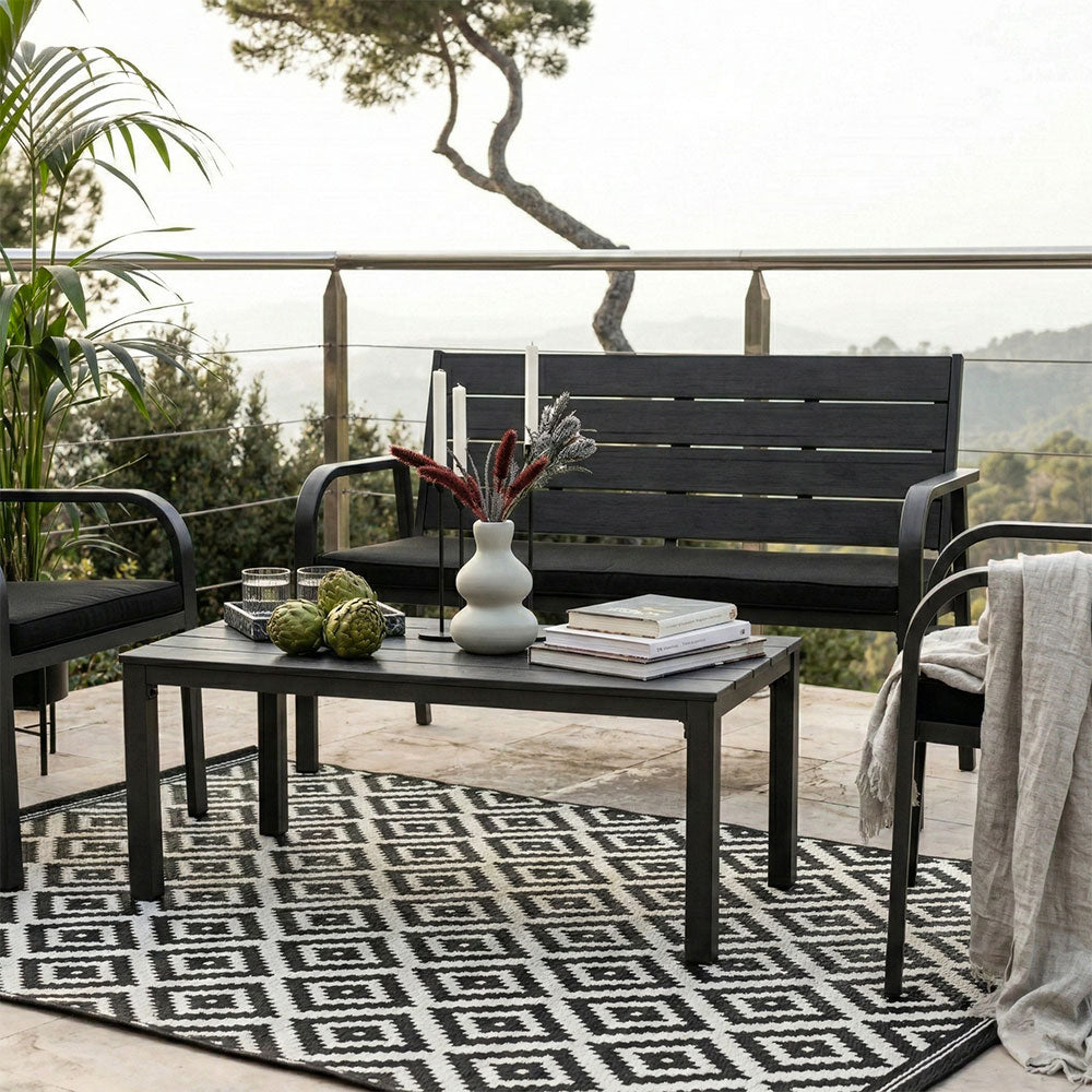 Matera – set da giardino in metallo e polietilene effetto legno