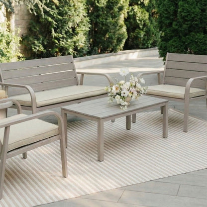 Matera – set da giardino in metallo e polietilene effetto legno