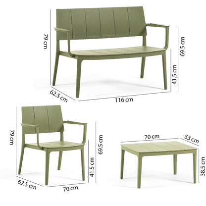 Merano – set da giardino in polipropilene effetto doghe