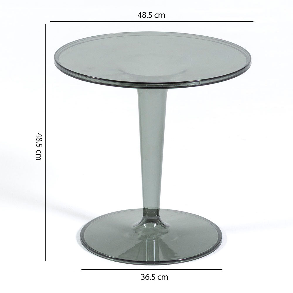 Miro – tavolino in policarbonato trasparente con design tulip