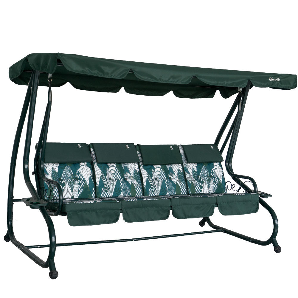 Mizar XL – Dondolo 4 posti trasformabile in letto con tetto, colore verde matrix
