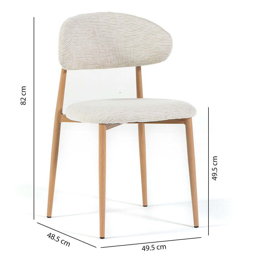 Moira – sedia in tessuto mélange con metallo effetto legno