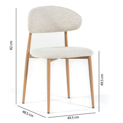 Moira – sedia in tessuto mélange con metallo effetto legno