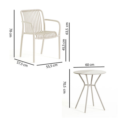Nathan & Simona set pranzo balcone con tavolino con 2 sedie