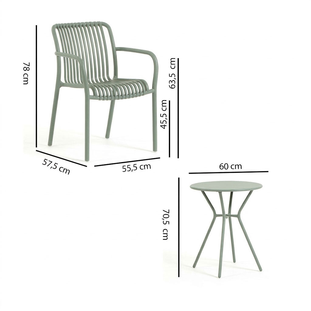 Nathan & Simona set pranzo balcone con tavolino con 2 sedie