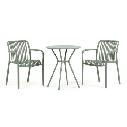 Nathan & Simona set pranzo balcone con tavolino con 2 sedie, colore salvia