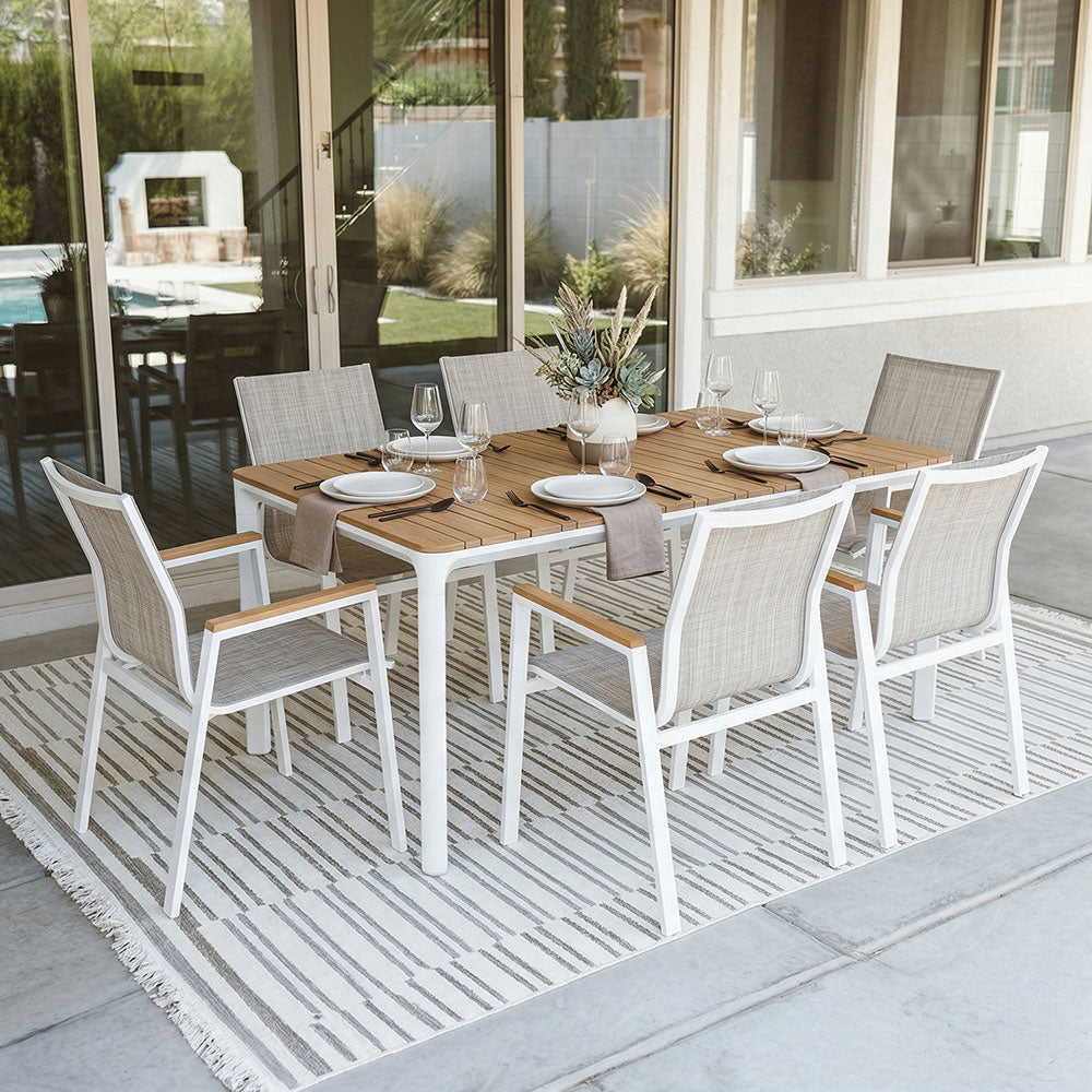 Noè & Deva set pranzo da giardino con tavolo 160x90 e 6 sedie