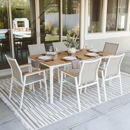 Noè & Deva set pranzo da giardino con tavolo 160x90 e 6 sedie