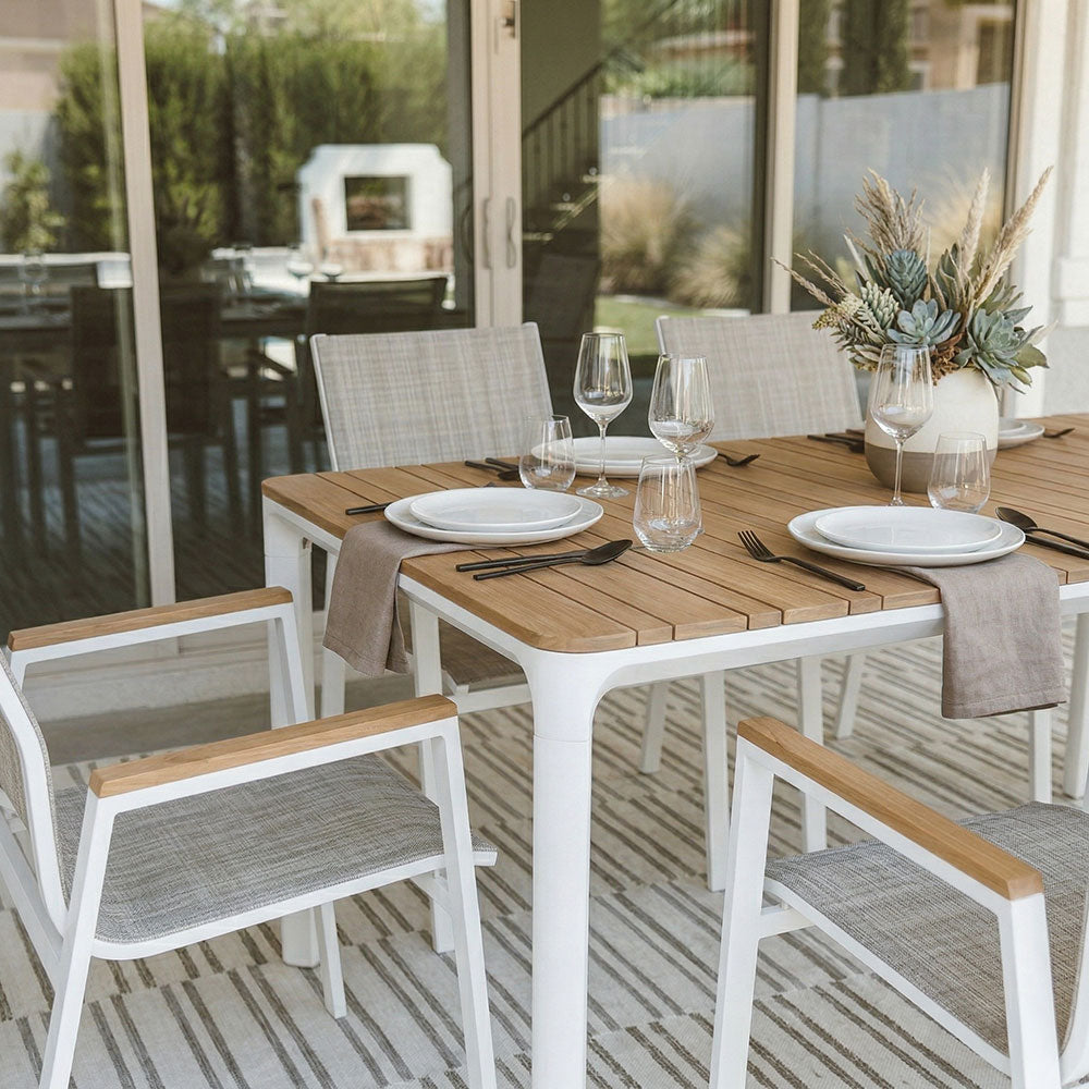 Noè & Deva set pranzo da giardino con tavolo 160x90 e 6 sedie