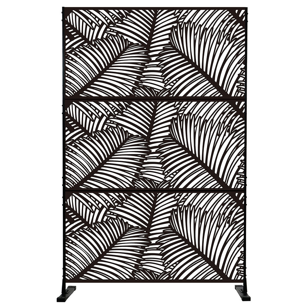 Separè in acciaio zincato modulabile per interni ed esterni, colore nero, design palma