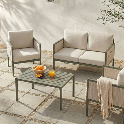 Procida – set da giardino in alluminio con cuscini imbottiti