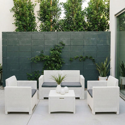 Salina – set relax da giardino 2 posti in polipropilene effetto rattan