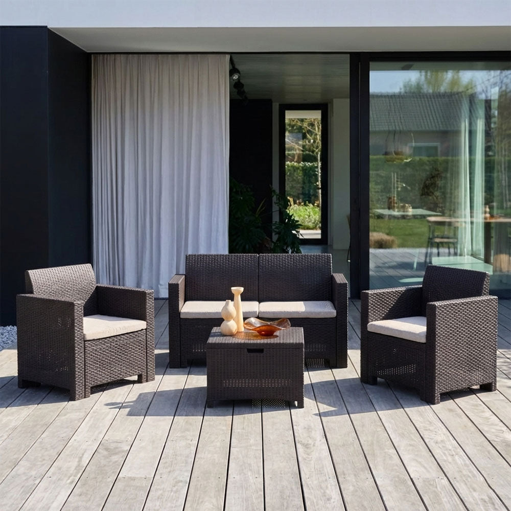 Salina – set relax da giardino 2 posti in polipropilene effetto rattan