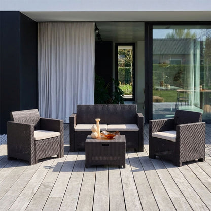 Salina – set relax da giardino 2 posti in polipropilene effetto rattan