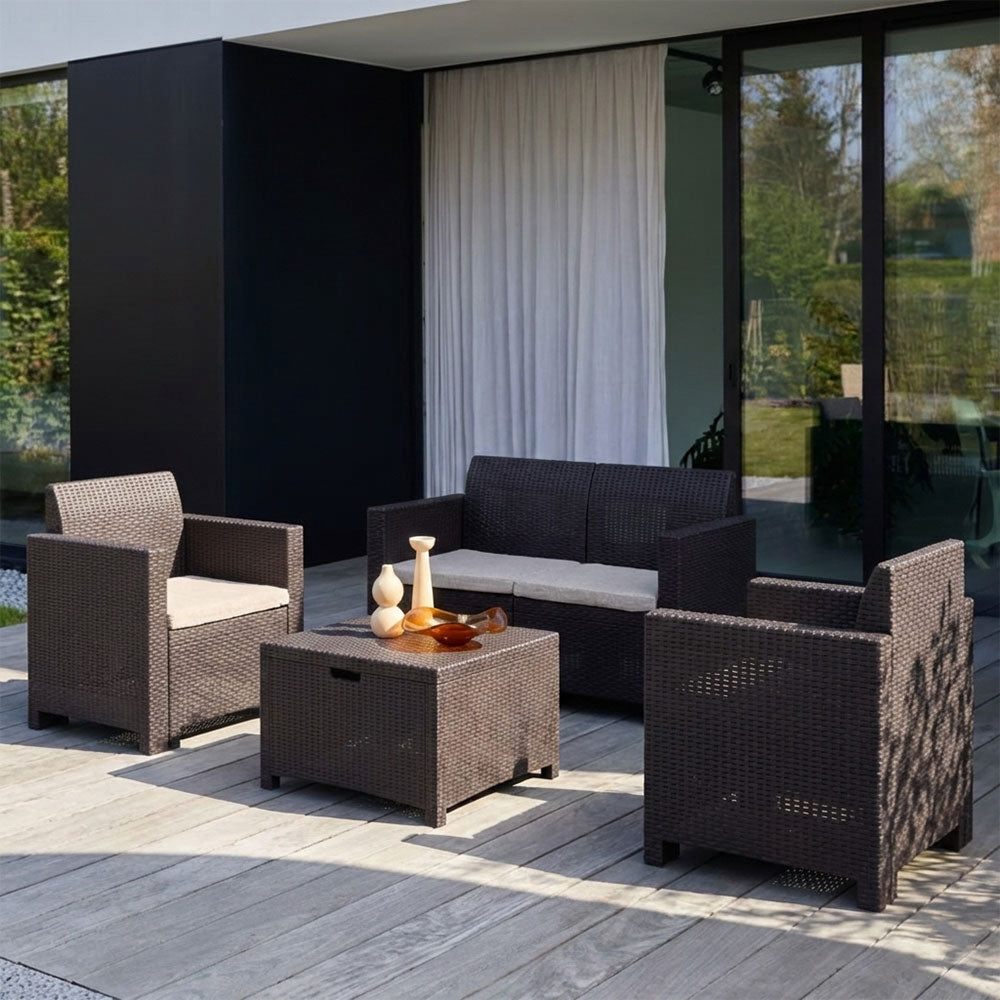 Salina – set relax da giardino 2 posti in polipropilene effetto rattan