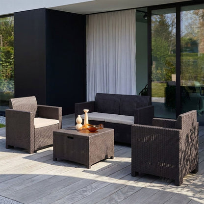 Salina – set relax da giardino 2 posti in polipropilene effetto rattan