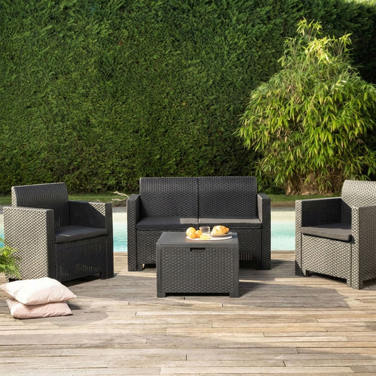 Salina – set relax da giardino 2 posti in polipropilene effetto rattan