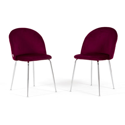 Sara – sedia in velluto con schienale trapuntato a quadri, colore bordeaux, gambe argento
