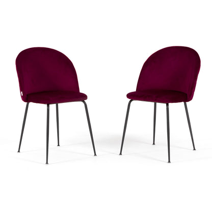 Sara – sedia in velluto con schienale trapuntato a quadri, colore bordeaux, gambe grigio scuro