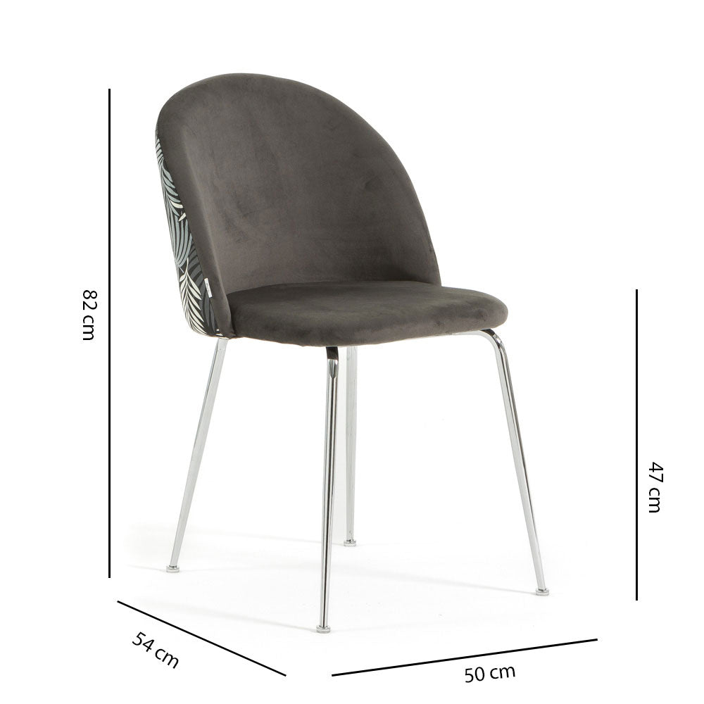 Sara – sedia in velluto decorato con gambe in metallo