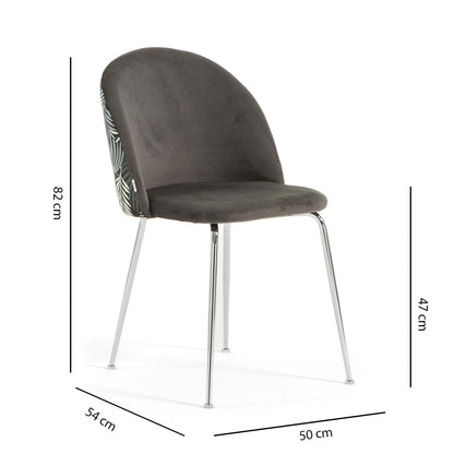 Sara – sedia in velluto decorato con gambe in metallo