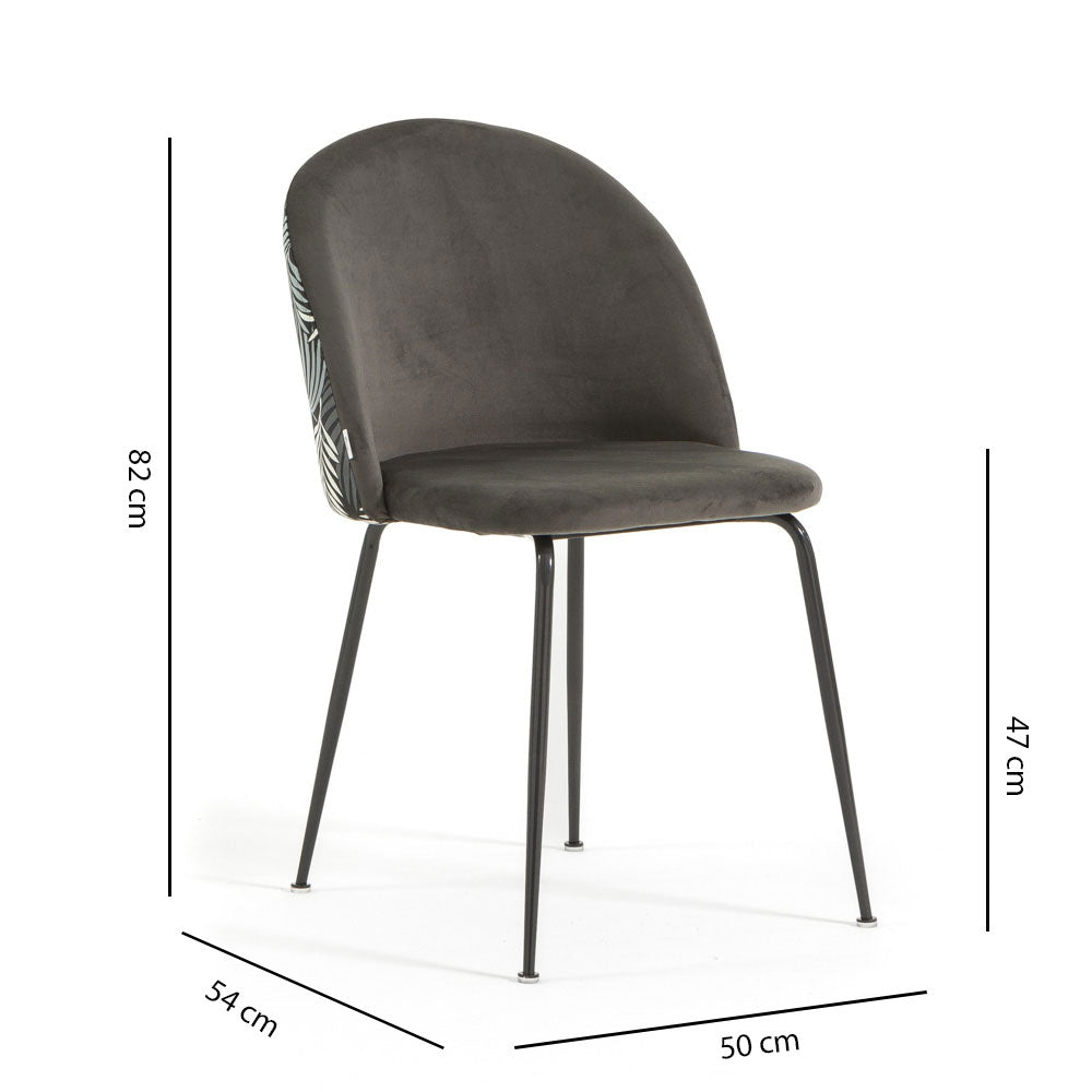 Sara – sedia in velluto decorato con gambe in metallo